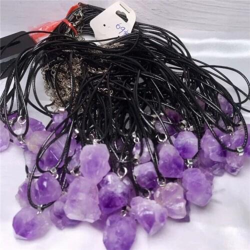 100pcs Natural Stone Amethysts Crystal Pendant Necklace Brazil Druzy Irregular Shape Lavender Chakra Jewelry Necklace