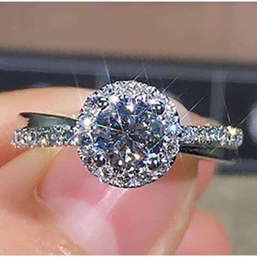 18K Au750 White Gold Women Ring Moissanite Diamonds 1 2 3 4 5 Carat Round Wedding Party Engagement Anniversary Ring Classic