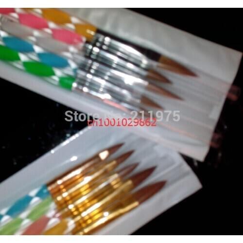 2 sets/pack 5PC Powder Sable Acrylic Brushes UV Gel Salon DIY Nail Art sizes Brush kit tips crystal