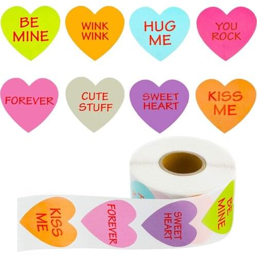 50-500pcs Happy Valentines Day Wedding Love Stickers Heart Stamps Seal Labels for Envelopes Adults Lover Gifts Party Decor