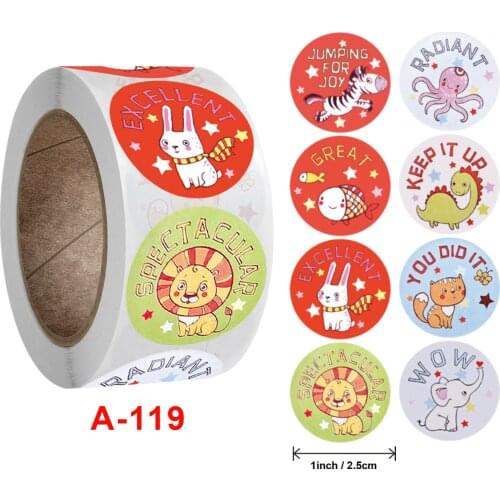 500pcs Roll Childrens Animal Cartoon Stickers Classic Toy Stickers Teacher Reward Stickers Various Styles Stationery Stickers