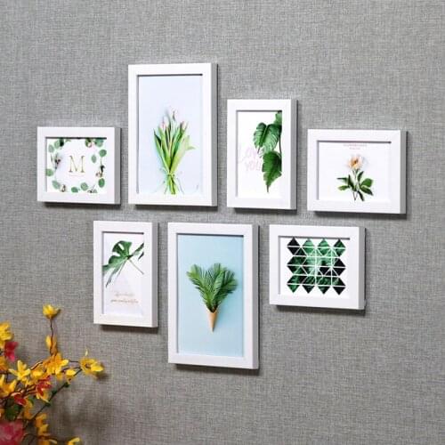 7Pcs/Set Natural Wooden Picture Frames For Wall Hanging,Photo Frame Wall With Plexiglass Classic Wood Frame For Photo Decor
