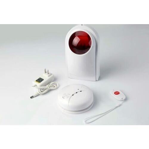 Wireless Shine Light Strob Siren With Smoke Detector and SOS Button