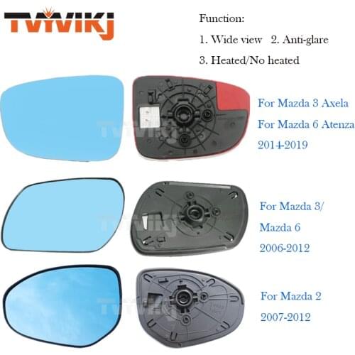 Side Rearview mirror blue glass lens For Mazda 2 / 3 Axela Mazda 6 Atenza 2006-2020 Wide Angle View anti glare M2 M3 M6 wing