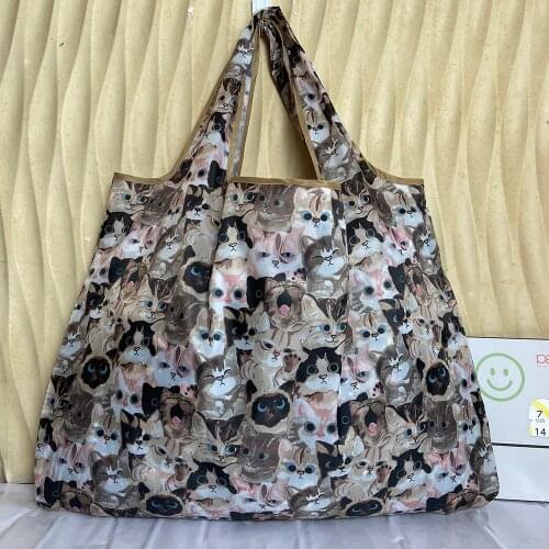 Large Heavy Foldable Shopping Bags Reusable Portable Shoulder Bags Travel Handbags Fashion Pockets Ladies Tote Bags