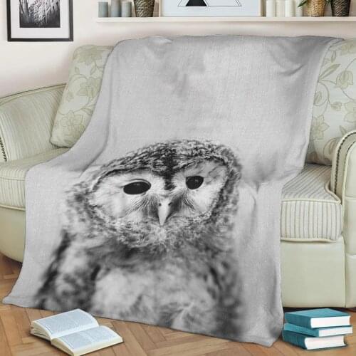 Baby Owl BW Flannel Throw Blanket 3D Printed Keep Warm Sofa Child Blanket Home Decor Textiles Dream Family Gift
