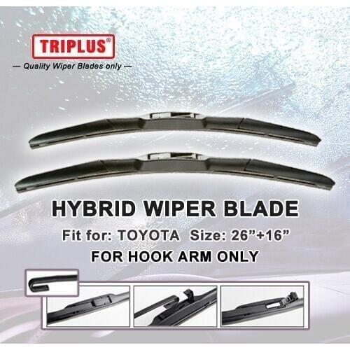 Hybrid Wiper Blade for Toyota Prius (2003-Onwards) 1 set 26"+16", U HOOK Windscreen Wiper J HOOK Windshield Wipers