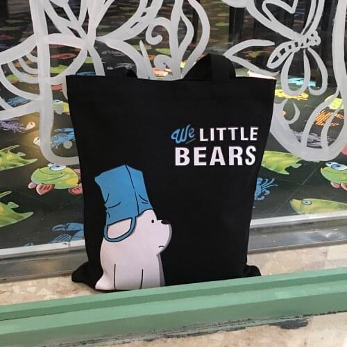 Printing Canvas Shoulder Bag Tote Bag Women Shopping Bag INS Harajuku Casual Cartoon Bear Handbag Fashion Large Capacity