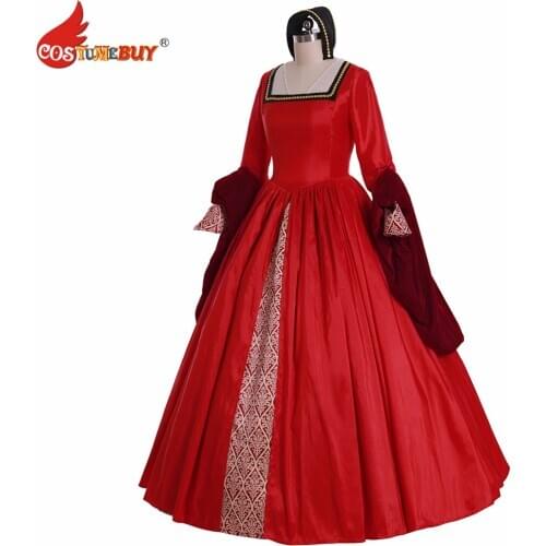 Costumebuy Anne Boleyn Girl Red Dress Tudor Queen Elizabeth Versailles Gothic Dancing Ball Gown Drama custom made any size