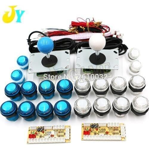 MAME Arcade DIY LED Kit with Zero Delay USB Encoder To PC Arcade Games 8 Way Joystick 5V LED Illuminated Push Buttons