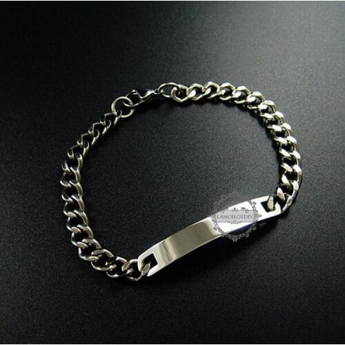 8inch 7x45mm man 316L Stainless steel bangle fashion bracelet chain for engraving laser name words DIY supplies1900109