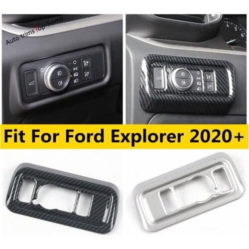 Head Lights Lamps Switch Button Panel Cover Trim ABS Carbon Fiber / Matte Interior Accessories For Ford Explorer 2020 2021