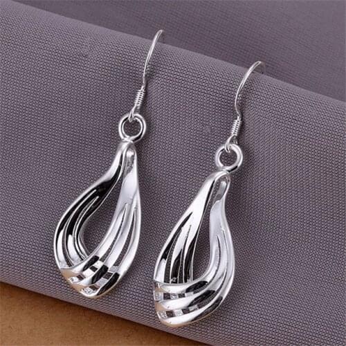 Wholesale High Quality Jewelry Jewelry Silver Color 3 Lines Corrugated Earrings For Women High Quality Best Gift SMTE230