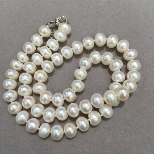 Natural Fresh water Pearl Necklace flat round Fashion Women Jewelry free shipping white classic