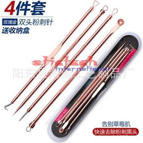 By dhl or ems 100 sets 4pcs/set Stainless Steel Premium Blackhead Comedone Acne Pimple Cosmetic Makeup Tool Set Kit