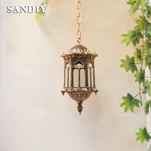 Europe Outdoor Hang Light Retro Garden Balcony Pendant Lamp Hotel Restaurant Decoration Lighting Villa Doorway Vintage Porch