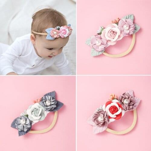 Baby Girl Florals Headband Newborn Crown Elastic Handmade Hairband Stretch Bands Infant Kids Photography Props Accessories