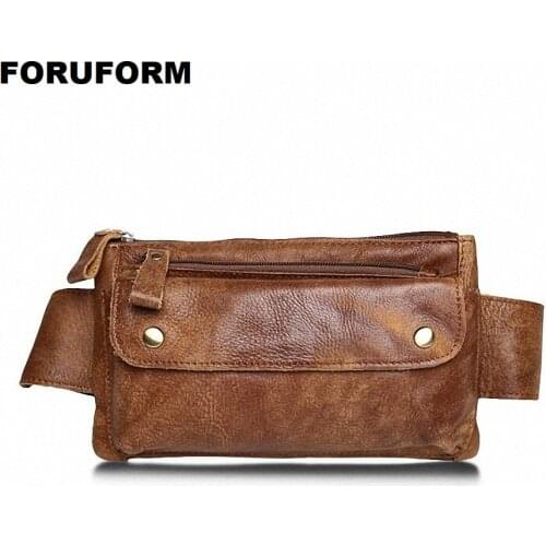 Genuine Leather Waist Bag men Waist Pack Money Waist Bag Funny Pack Belt Bag Men Chain Waist Bag For Phone Pouch Bolso