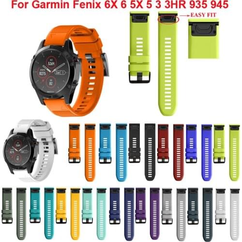 26 22mm Quick Release Watch Band Straps For Garmin Fenix 6 6X 5X 5 3 3HR S60 MK1 Forerunner 935 945 Easyfit Silicone Wirstband