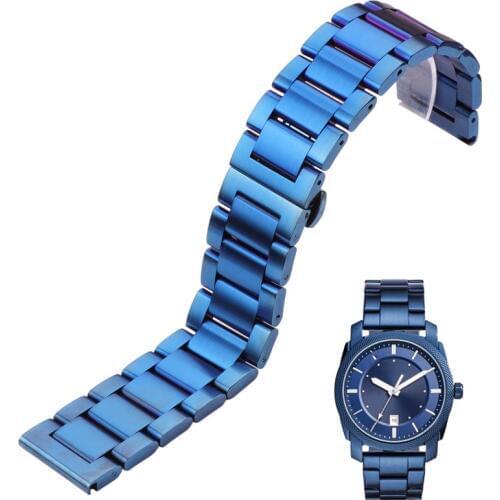 Watch Band Bracelet 316l Stainless Steel Blue Silver Women Men Metal Watcbands Strap Straight End Links 18 20 21 22mm 23mm 24mm