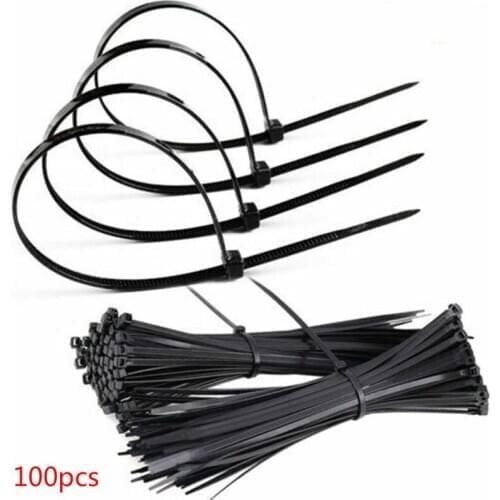 100pcs/bag 3x150mm self-locking plastic nylon cable tie with black fastening ring