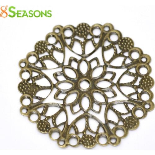 8SEASONS 30 Bronze Tone Filigree Flower Wraps Connectors 50mm (B14744)