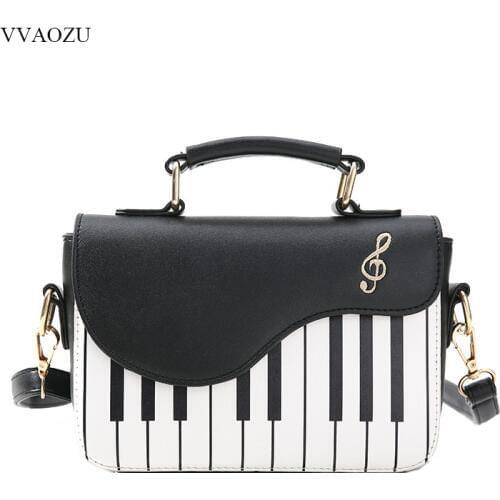 Japanese Cute Piano PU Leather Handbag Womens Casual Ladies Shoulder Bag Sweet Lolita Girls JK Uniform Crossbody Messenger Bag