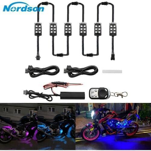 Nordson 36 LED 6 RGB Smart Brake Lights Car Motorcycle Atmosphere Light Moto with Wireless Remote Control Decorative Strip