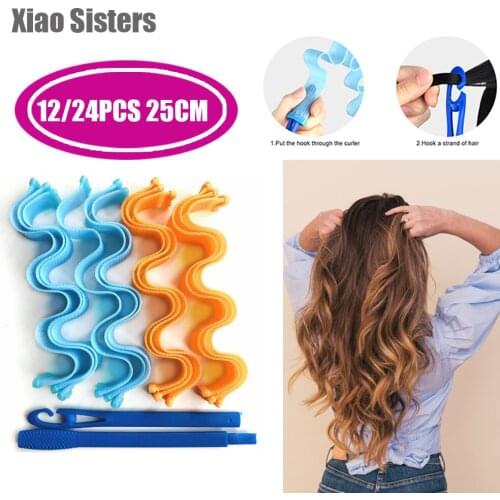 12/24PCS 25cm DIY Magic Hair Curler Portable Hairstyle Roller Sticks Beauty Makeup Curling Rollers Hair Styling Tools Women