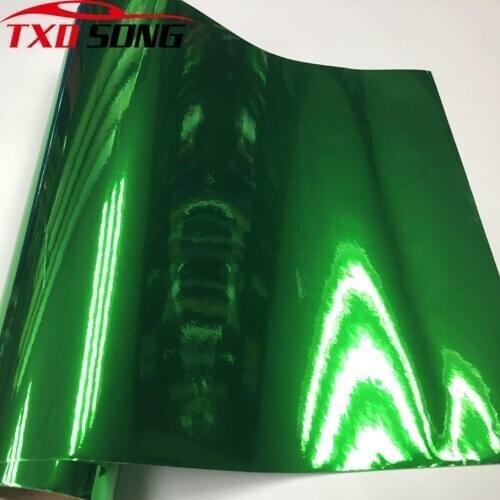 Cay styling High strechable Green Chrome Mirror Vinyl Wrap Film Sticker Sheet emblem Car Bike Motor Body Cover by free shipping