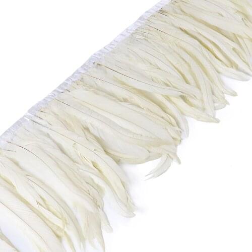 Wisethers Chicken Rooster Tail Feather Trim Ribbon Strip for Wedding Dress Clothing Decor Accessory Making Craft Plumes 25-30 CM