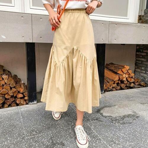 Women Summer Long Skirts High Waist Cotton Ankle-Length Skirts 2020 Vintage Autumn Streetwear Solid Skirts Plus Size 6XL 7XL