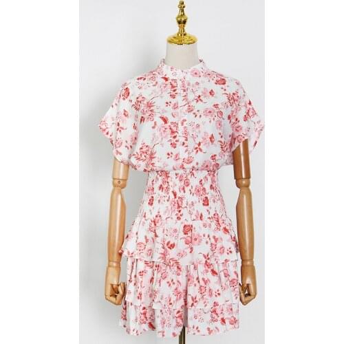 2021 New Elegant Set For Female Stand Collar Short Sleeve Blouse With High Waist Slimming Ruched Skirt Womens Set Fashion Tide