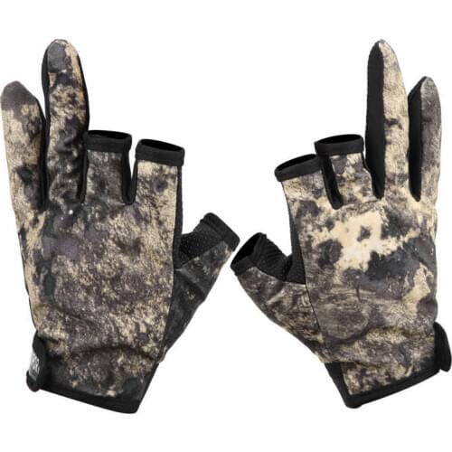 1 Pair Camouflage Fishing Gloves Men Women Anti-slip 3 Cut Finger Fishing Gloves Outdoor Sport Fishing Equipment