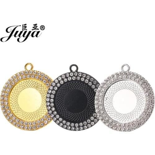 15PCS 25/30mm Pendant Cabochon Base Double Rows Rhinestone Bezel For DIY Jewelry Making Necklaces Crafts Findings Accessories