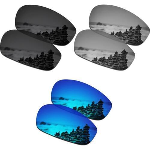 SmartVLT 3 Pairs Polarized Sunglasses Replacement Lenses for Oakley Split Jacket Stealth Black and Silver Titanium and Ice Blue