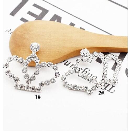50pcs Princess Crown Crystal Rhinestone Jewelry Alloy Appliques strass Flatback Brooch Children Girls Hairpin Hair Clip Decor