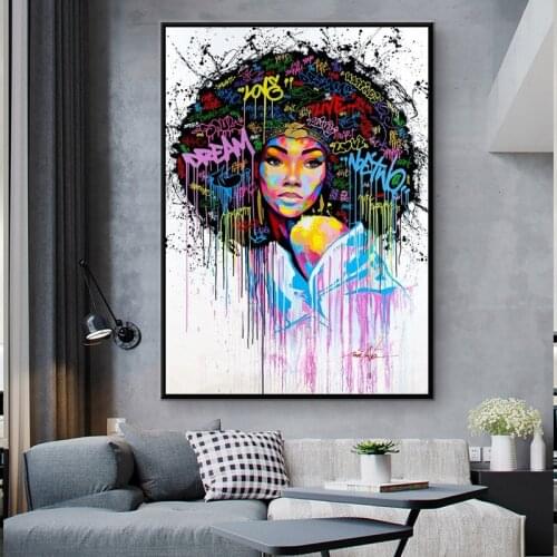 Abstract Girl Oil Paintings on Canvas Graffiti Wall Art Posters And Prints Modern Wall Art Hanging Pictures For Home Decoration