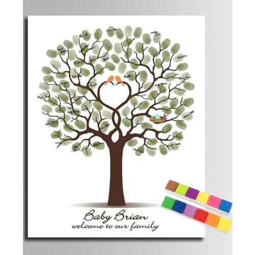 Baby Shower Guest Book Signature Book Party Decor Kids Fingerprint Wedding Tree Painting Birthday Baptism Gift Comunion Souvenir