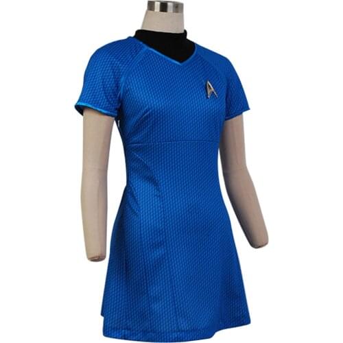 Fast delivery NEW Star Cosplay Trek Into Darkness Dress Costume Women Girl Fleet Uhura Uniform Dress Halloween Carnival Costumes