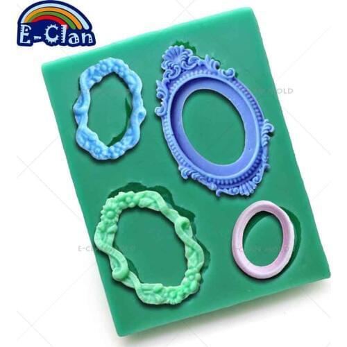DIY Picture mirror frame silicone fondant mold dessert handmade chocolate cupcake form cake tools kitchen frameworks F0088JZ30