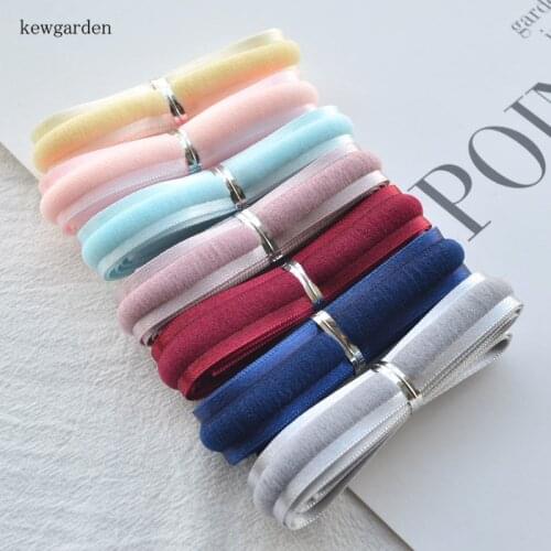 Kewgarden Velvet Satin Ribbons 17mm 5/8" Handmade Tape DIY Bowknot Hair Accessories Ribbon Webbing 10 Meters