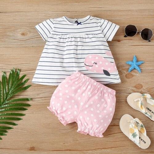Hot sale 2021 baby girl suit summer newborn baby girl fashion flower short sleeve shorts baby suit baby girl clothes