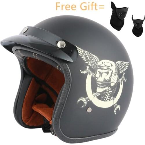 New High Quality Vintage Open Face Motorcycle Helmet Dot Approved Retro Motorcycle 3/4 Helmet Capacete Unisex Cafe Racer Cascos
