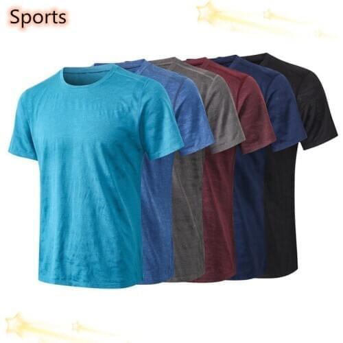 Mens Sports Short-sleeved Loose Casual Perspiration Fitness Clothing Running Training High-elastic Quick-drying T-Shirt