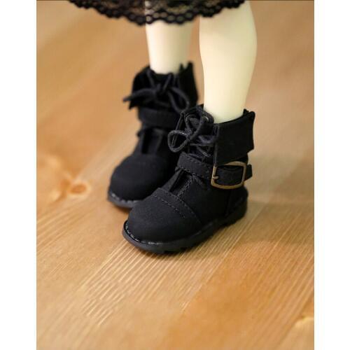 N01-X098 children handmade toy 1/3 1/4 Doll Accessories BJD/SD doll shoes Black strap buckled ankle boots 1pair