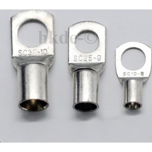 5PCS Tinned Copper Connecting Terminal Bolt Hole Cable Lugs Battery Terminals SC10-8 SC16-6 SC16-8 SC16-10 SC25-8-SC25-12