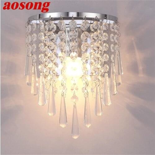 AOSONG Wall Lamps LED Modern Nordic Luxury Indoor Crystal Sconces Lighting For Home