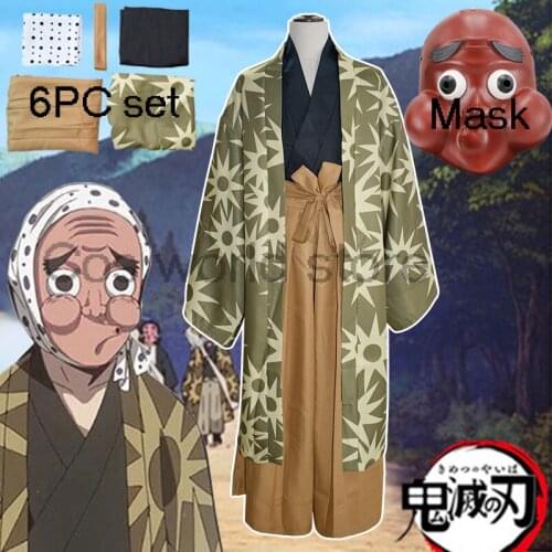 New Anime Demon Slayer Haganetsuka Hotaru Cosplay Costume Kimetsu no Yaiba Onmyoji Onikiri Mask Halloween Party Uniform Kimono