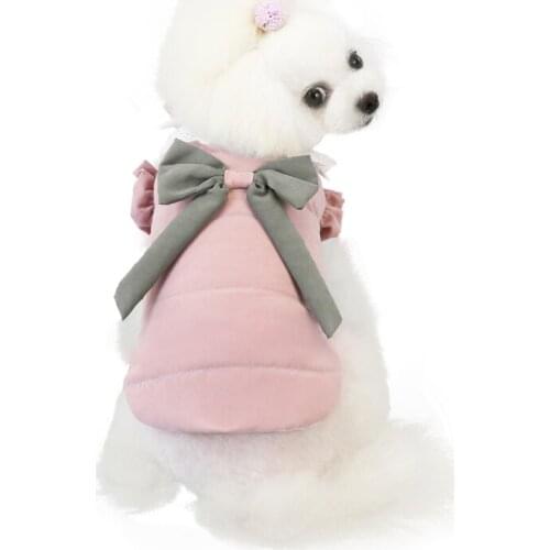 Small Dog Clothes Cute Pet Clothing for Dog Garment Outfit Winter Puppy Coat Vest Bowknot Pet Costume York Apparel Dog Products